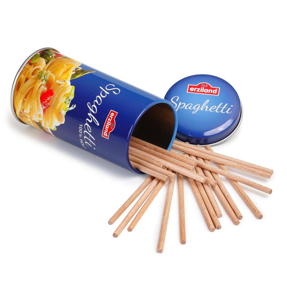 in Blechdose grün für Kaufladen 17180 Neu Erzi Spaghetti Nudeln aus Holz 